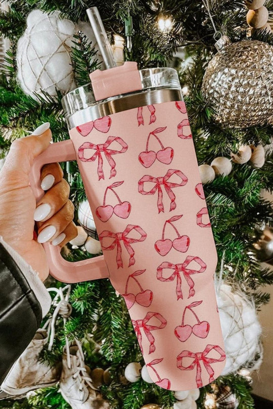 Cherry Bowknot Pink Tumbler - Klazzi Fashion Boutique