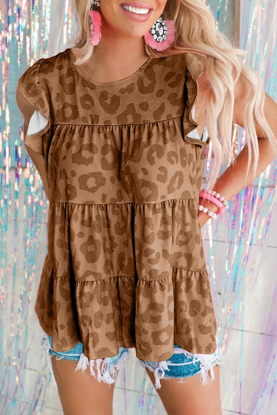 Chic Leopard Tiered Tank Top - Klazzi Fashion Boutique