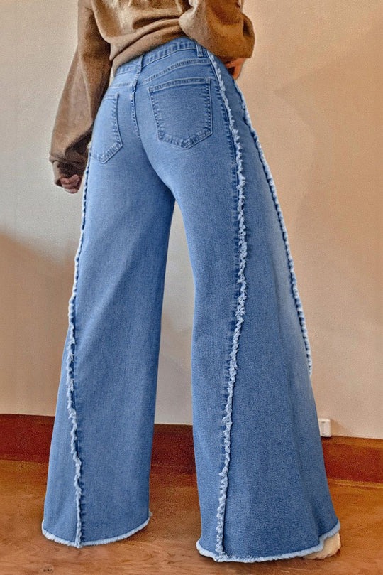 Chic Vintage Stitching Fringy Flared Bell Bottom - Klazzi Fashion Boutique