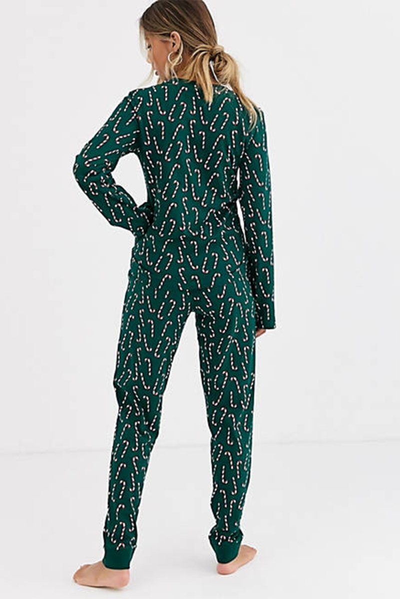 Christmas Candy Cane Green Pants Lounge Set - Klazzi Fashion Boutique