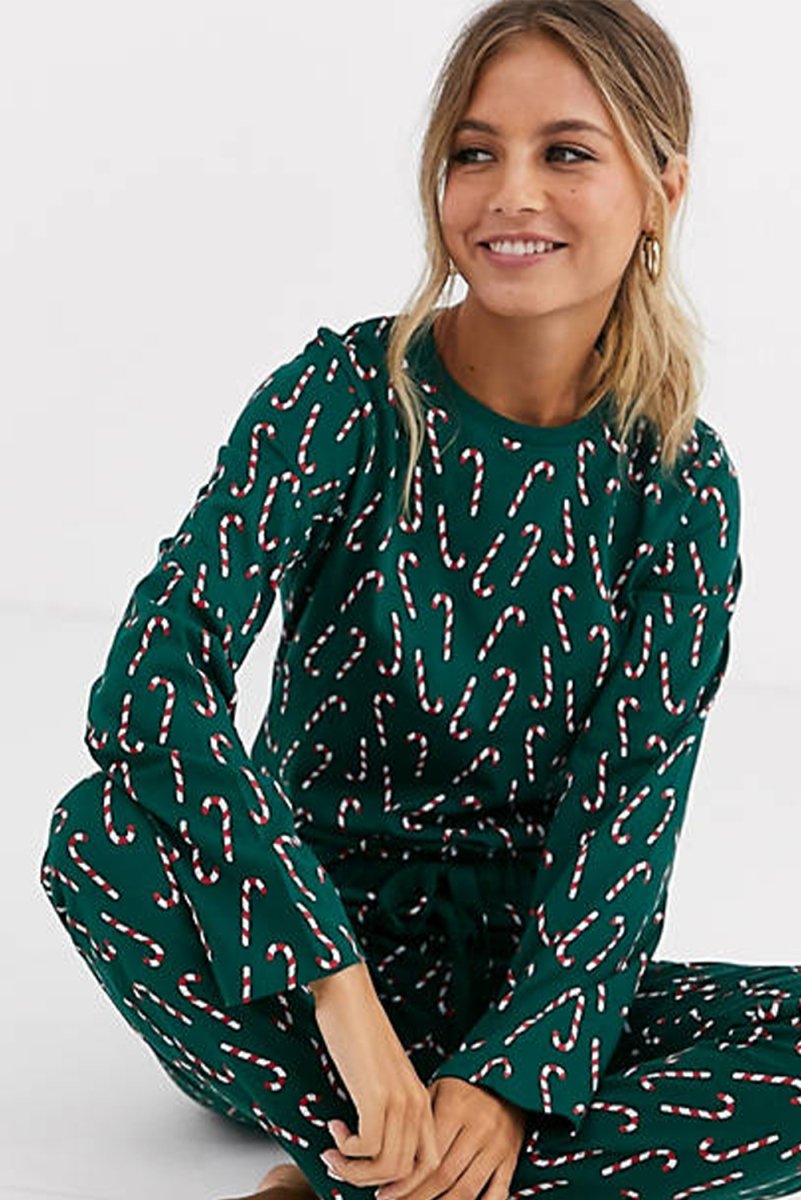 Christmas Candy Cane Green Pants Lounge Set - Klazzi Fashion Boutique