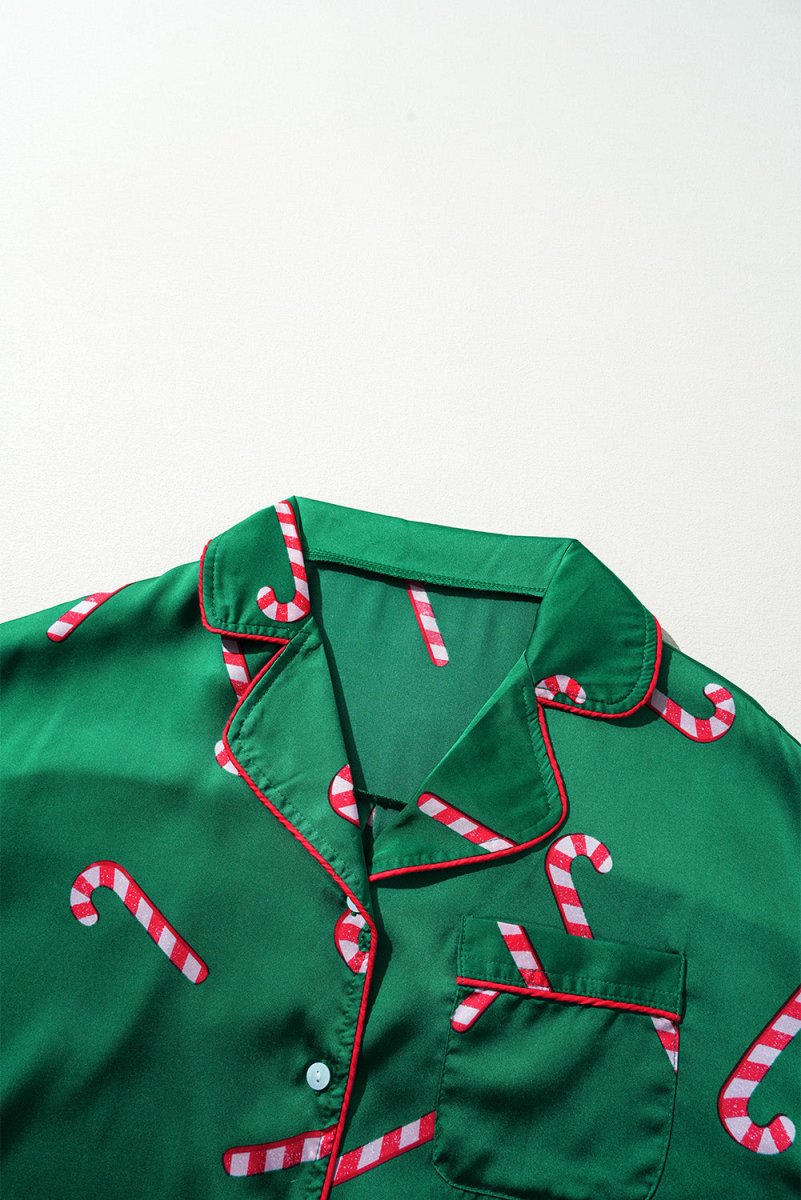 Christmas Candy Cane Shorts Set Pajamas - Klazzi Fashion Boutique