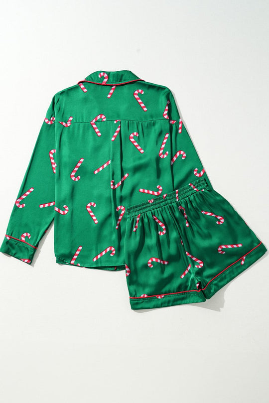 Christmas Candy Cane Shorts Set Pajamas - Klazzi Fashion Boutique