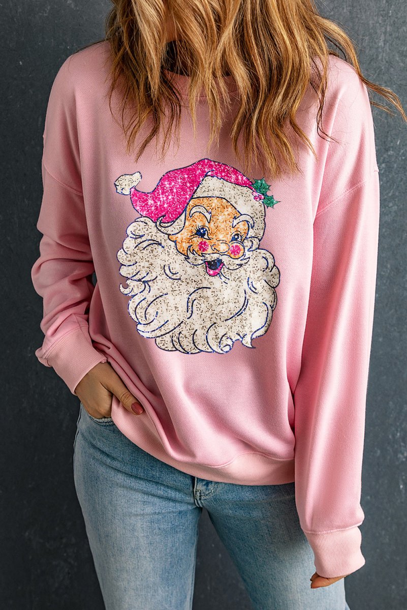 Christmas Glow Santa Pink Sweatshirt - Klazzi Fashion Boutique