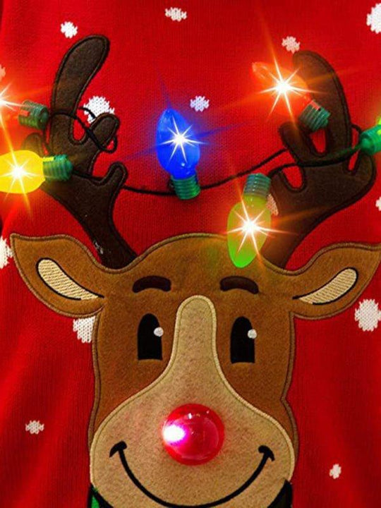 Christmas Lights Reindeer Sweater - Klazzi Fashion Boutique