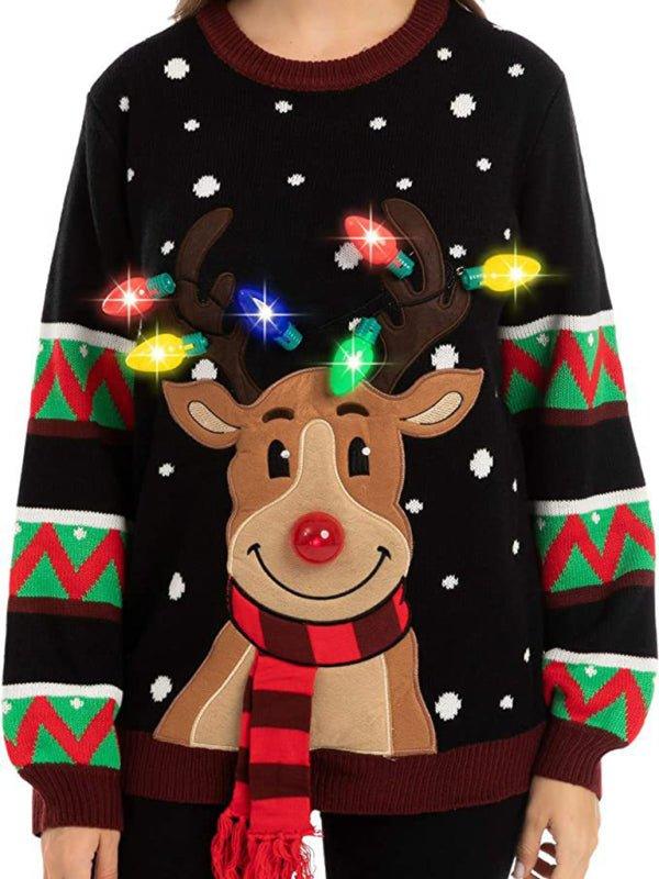 Christmas Lights Reindeer Sweater - Klazzi Fashion Boutique