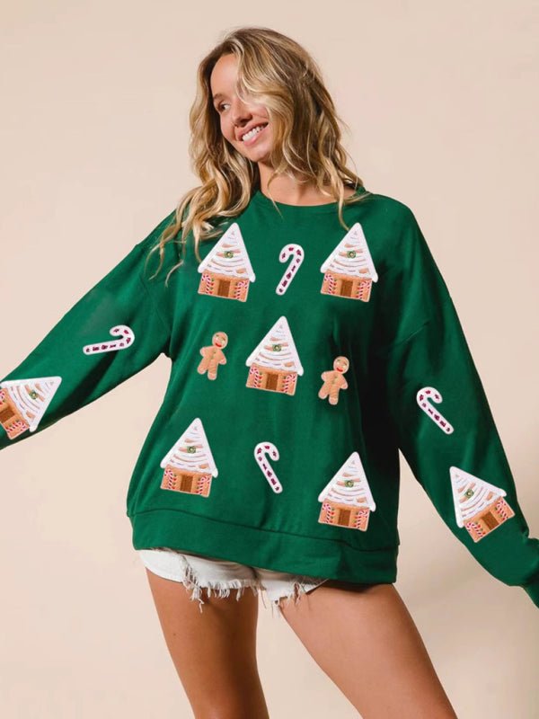 Christmas Mini Gingerbread Men and Houses Sweatshirt - Klazzi Fashion Boutique