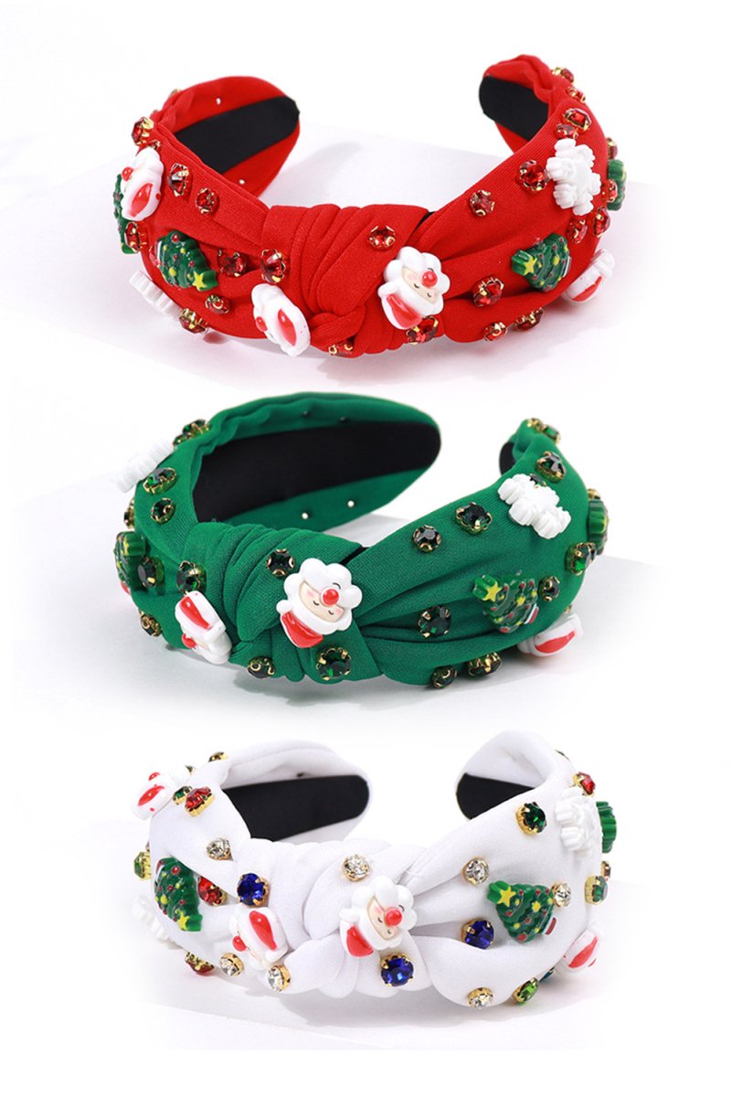 Christmas Rhinestone Icons Knotted Headband - Klazzi Fashion Boutique