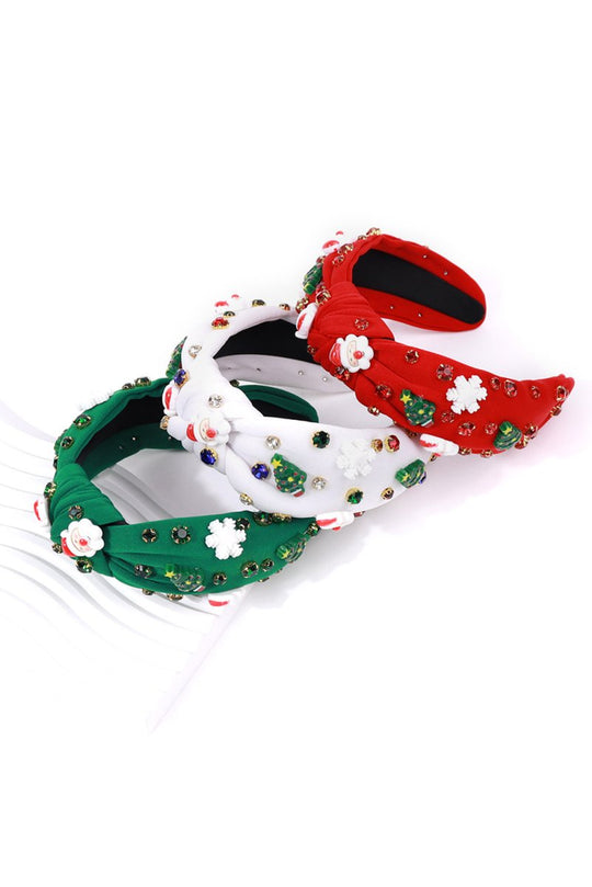 Christmas Rhinestone Icons Knotted Headband - Klazzi Fashion Boutique