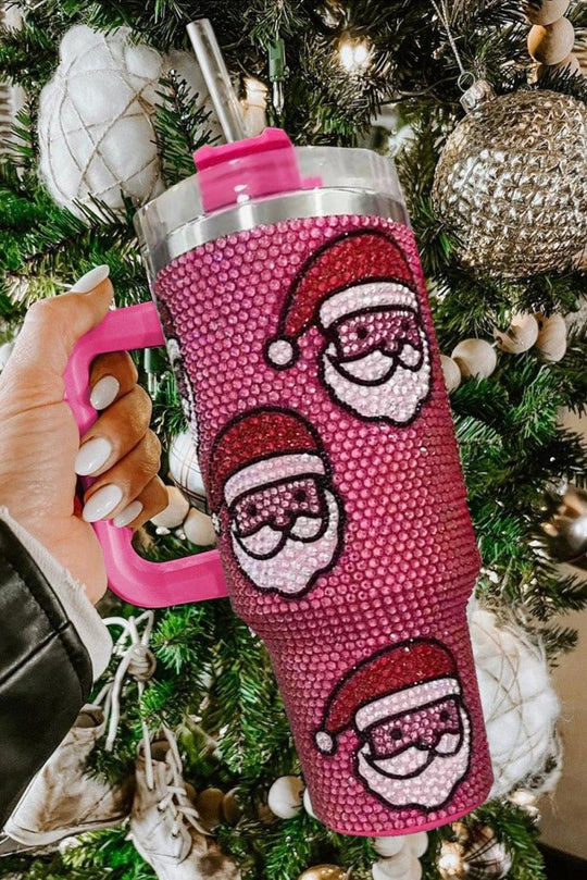 Christmas Santa Claus Rhinestone Thermos Cup - Klazzi Fashion Boutique