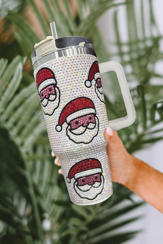 Christmas Santa Claus Rhinestone Thermos Cup - Klazzi Fashion Boutique