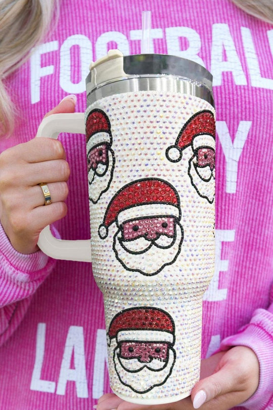 Christmas Santa Claus Rhinestone Thermos Cup - Klazzi Fashion Boutique