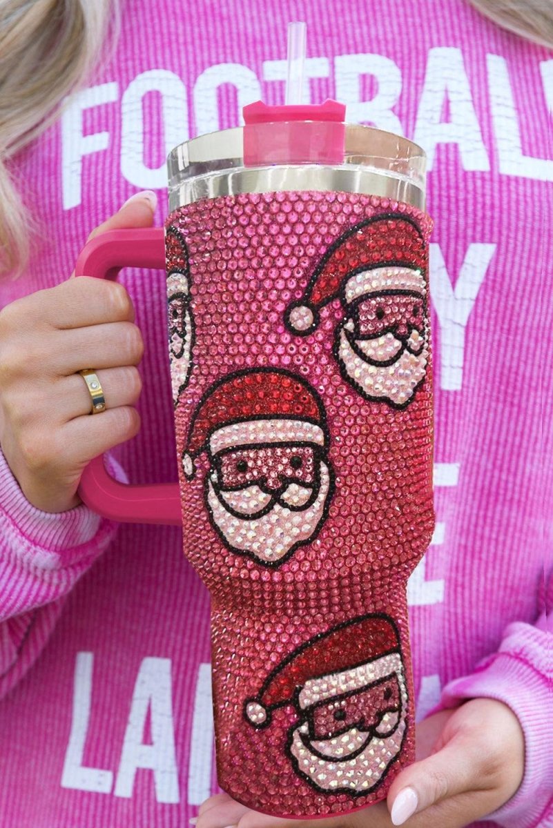 Christmas Santa Claus Rhinestone Thermos Cup - Klazzi Fashion Boutique