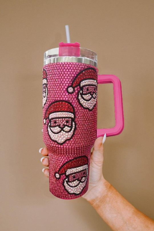 Christmas Santa Claus Rhinestone Thermos Cup - Klazzi Fashion Boutique