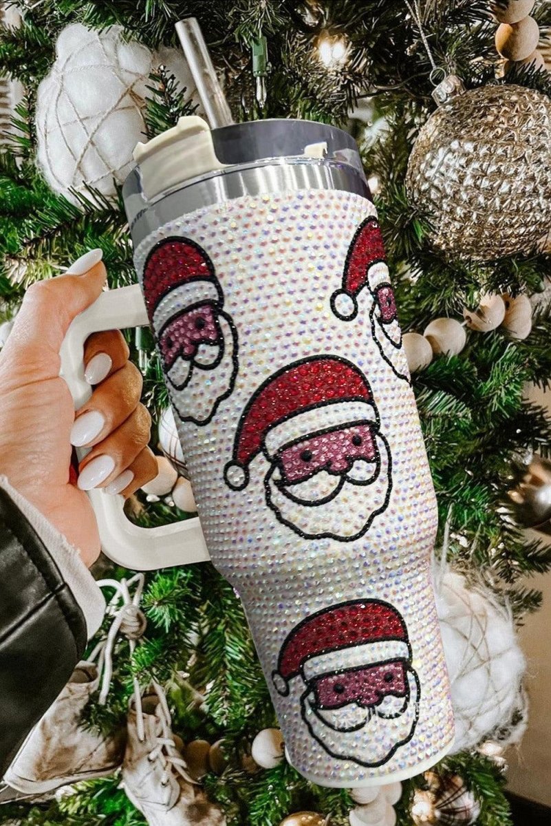 Christmas Santa Claus Rhinestone Thermos Cup - Klazzi Fashion Boutique