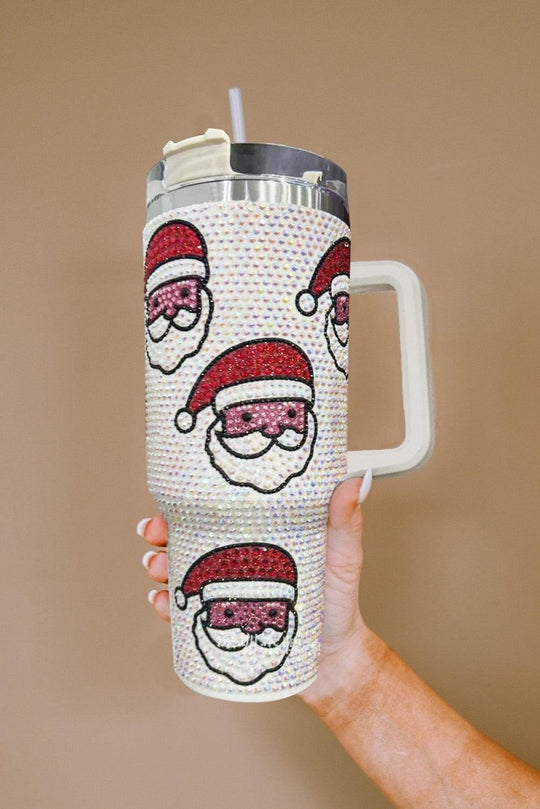 Christmas Santa Claus Rhinestone Thermos Cup - Klazzi Fashion Boutique