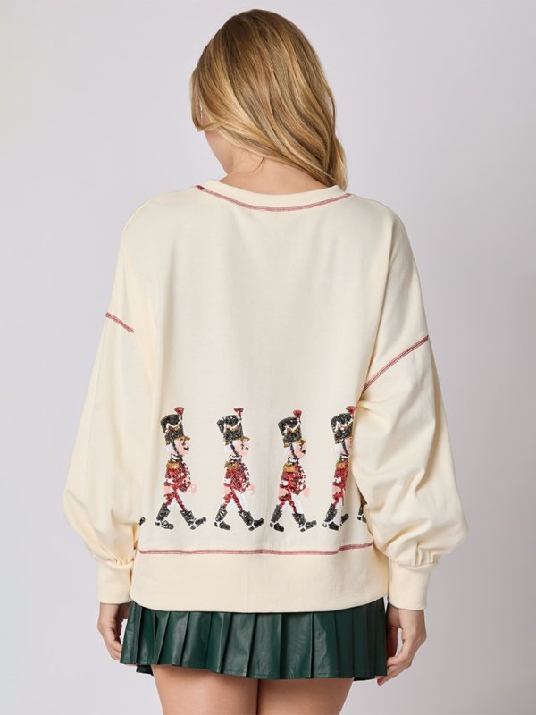 Christmas Small Soldier Sequin Sweatshirt - Klazzi Fashion Boutique