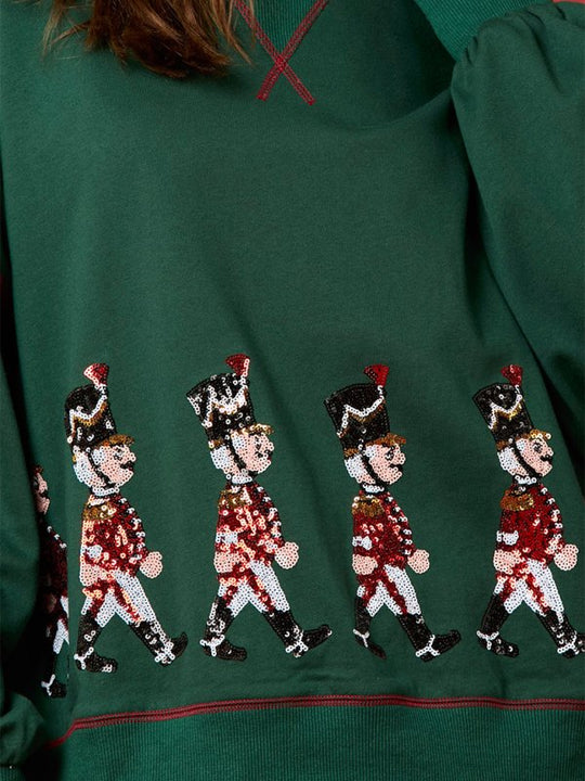 Christmas Small Soldier Sequin Sweatshirt - Klazzi Fashion Boutique