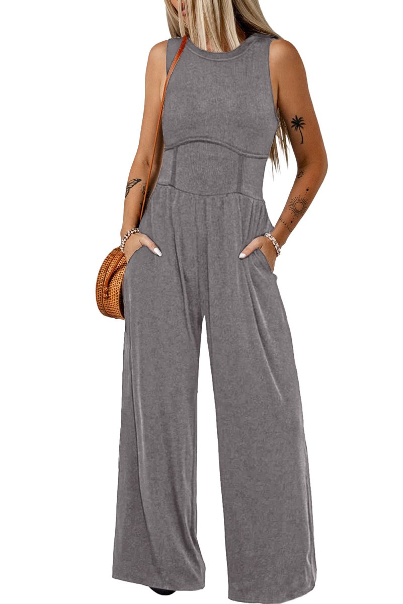 Cinched Waist Wide Leg Jumper Set - Klazzi Fashion Boutique