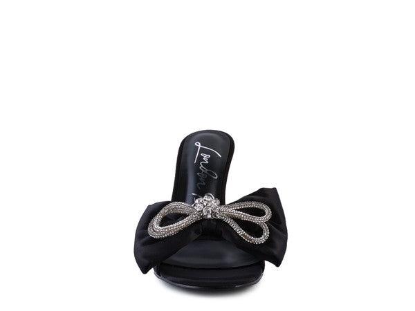 Cinderella Black Satin Heeled Sandals