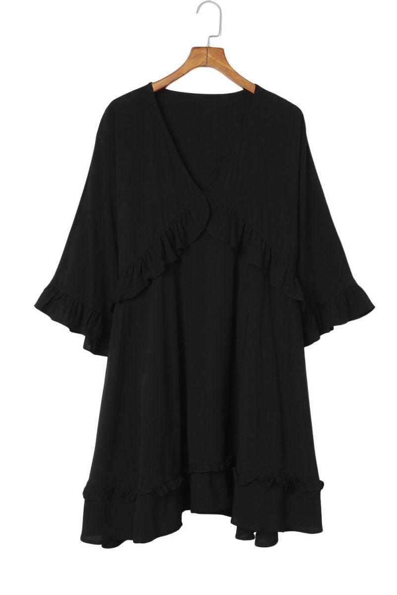 Cindy Black Ruffled Babydoll Mini Dress - Klazzi Fashion Boutique