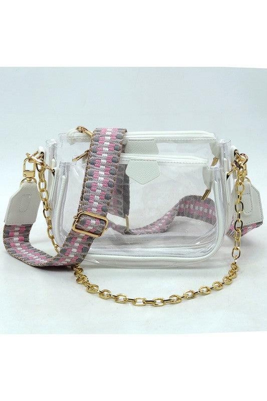 Clear Crossbody Bag Guitar Strap - Klazzi Fashion Boutique