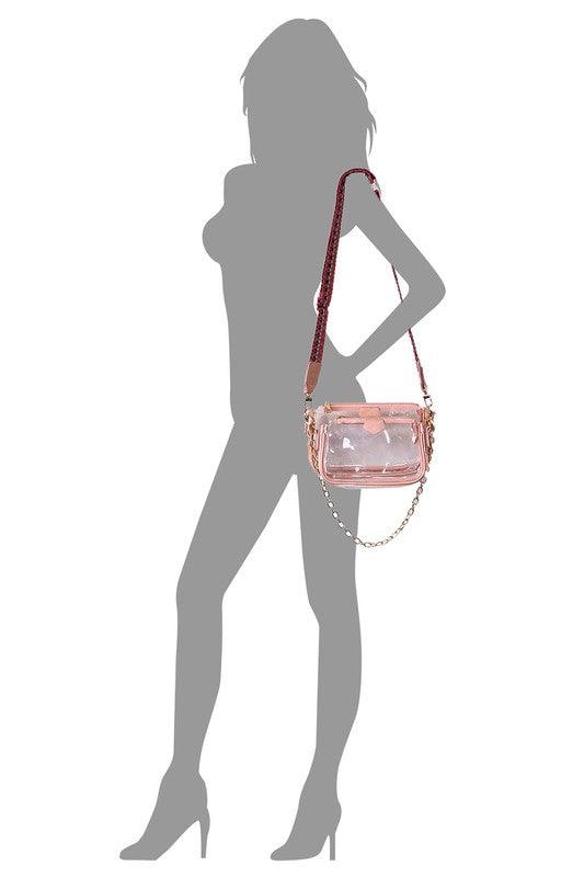 Clear Crossbody Bag Guitar Strap - Klazzi Fashion Boutique