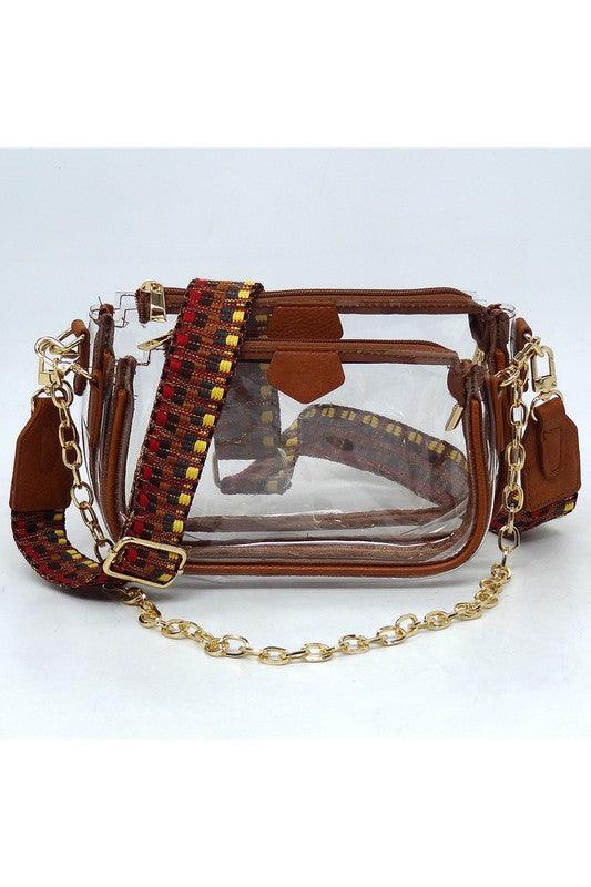 Clear Crossbody Bag Guitar Strap - Klazzi Fashion Boutique