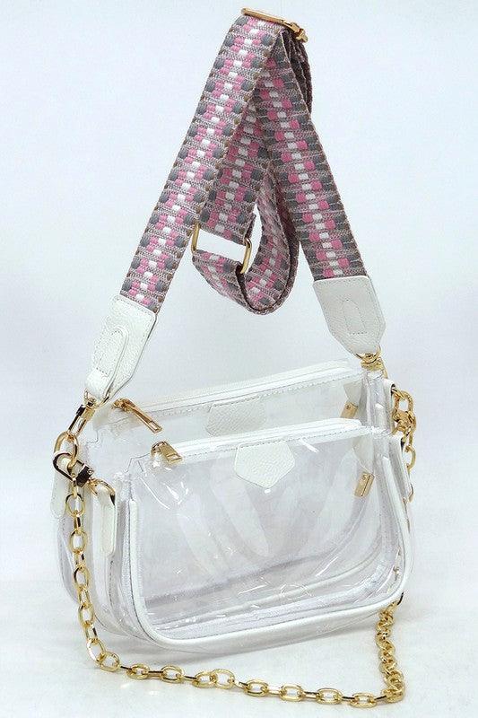 Clear Crossbody Bag Guitar Strap - Klazzi Fashion Boutique