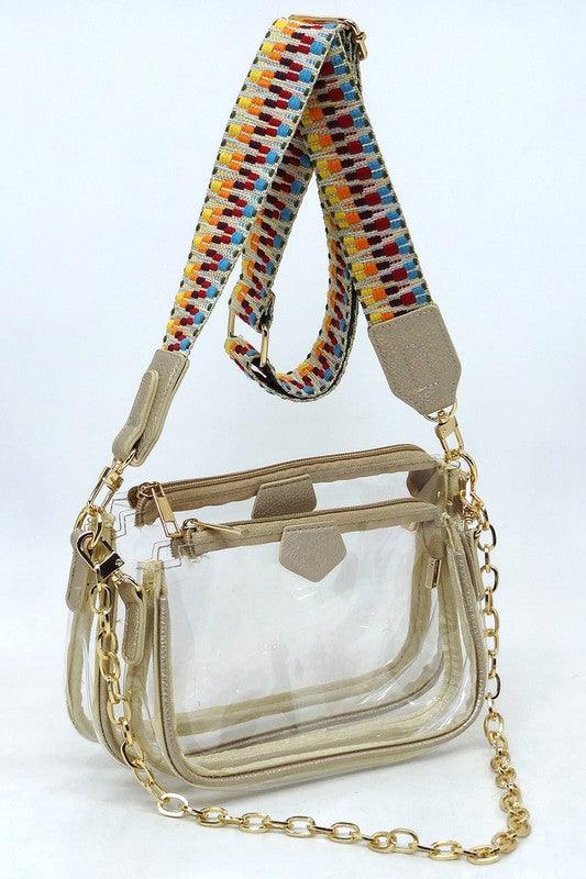 Clear Crossbody Bag Guitar Strap - Klazzi Fashion Boutique