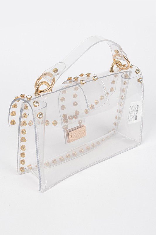 Clear Crystal Stud Crossbody Bag - Klazzi Fashion Boutique