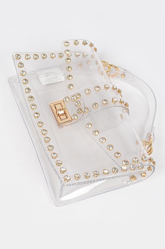 Clear Crystal Stud Crossbody Bag - Klazzi Fashion Boutique