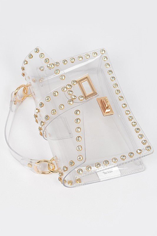 Clear Crystal Stud Crossbody Bag - Klazzi Fashion Boutique