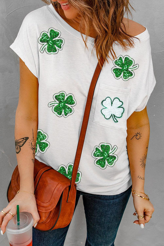 Clover Patch Sequin St Patrick Loose Tee