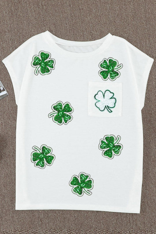 Clover Patch Sequin St Patrick Loose Tee