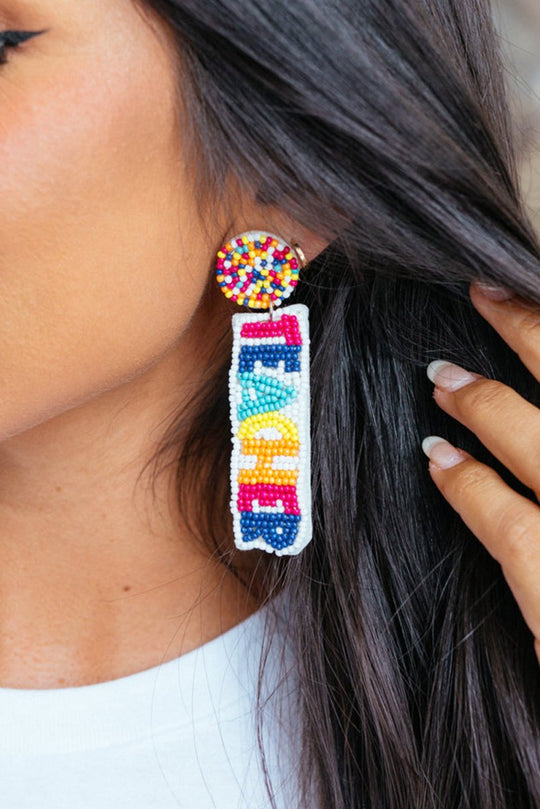 Confetti "TEACHER" Dangle Earrings - Klazzi Fashion Boutique