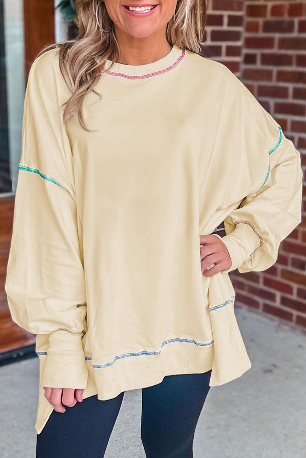  Stitching Split Baggy Sweatshirt