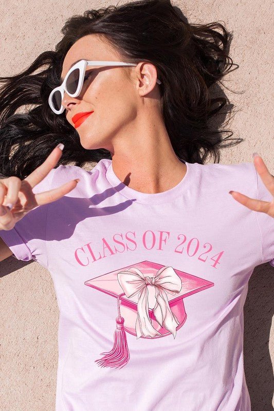 Coquette Bow "Class of 2024" Graphic T Shirts - Klazzi Fashion Boutique