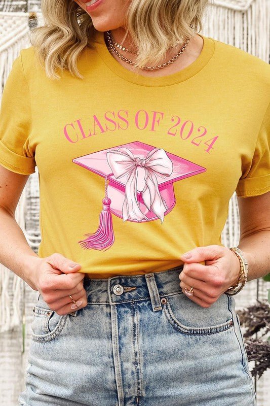 Coquette Bow "Class of 2024" Graphic T Shirts - Klazzi Fashion Boutique