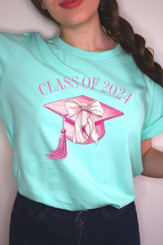 Coquette Bow "Class of 2024" Graphic T Shirts - Klazzi Fashion Boutique