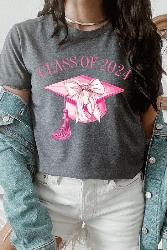 Coquette Bow "Class of 2024" Graphic T Shirts - Klazzi Fashion Boutique