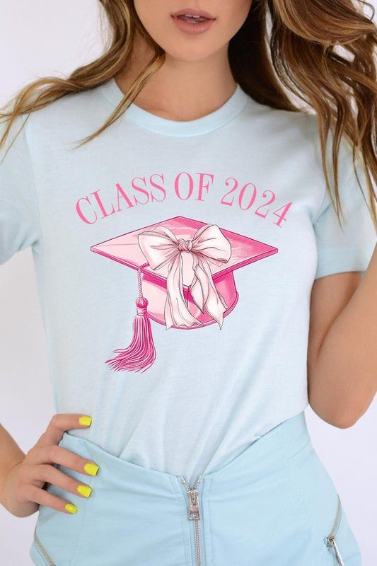 Coquette Bow "Class of 2024" Graphic T Shirts - Klazzi Fashion Boutique