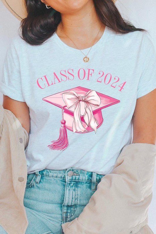 Coquette Bow "Class of 2024" Graphic T Shirts - Klazzi Fashion Boutique