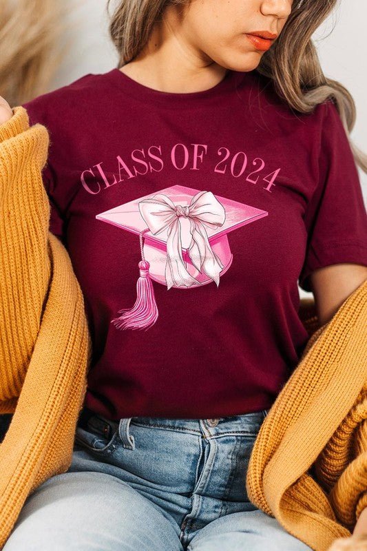 Coquette Bow "Class of 2024" Graphic T Shirts - Klazzi Fashion Boutique