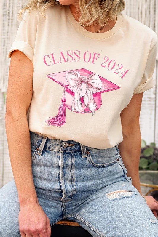 Coquette Bow "Class of 2024" Graphic T Shirts - Klazzi Fashion Boutique