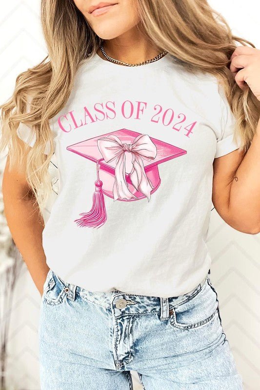 Coquette Bow "Class of 2024" Graphic T Shirts - Klazzi Fashion Boutique