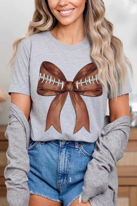 Coquette Football Bow Graphic T Shirt - Klazzi Fashion Boutique