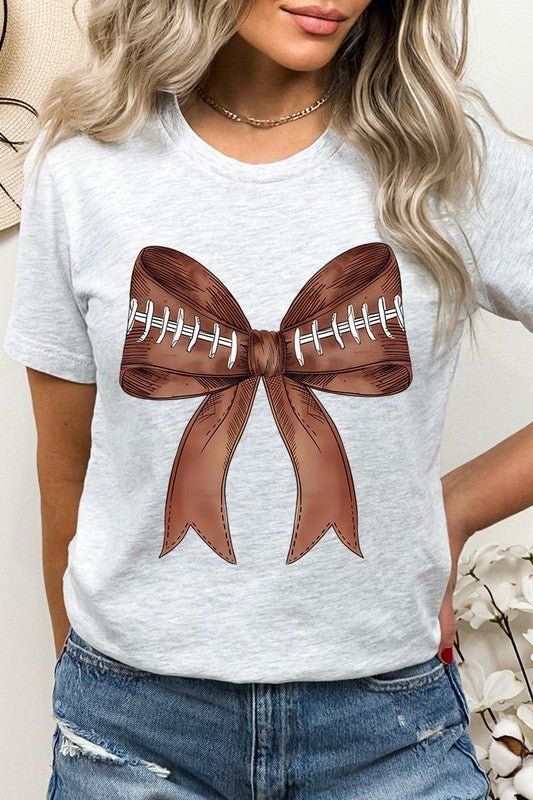 Coquette Football Bow Graphic T Shirt - Klazzi Fashion Boutique