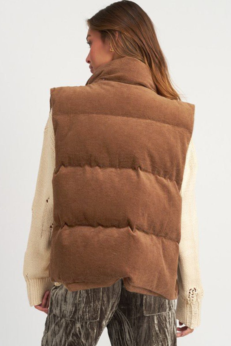 Corduroy Zip Puffer Vest - Klazzi Fashion Boutique