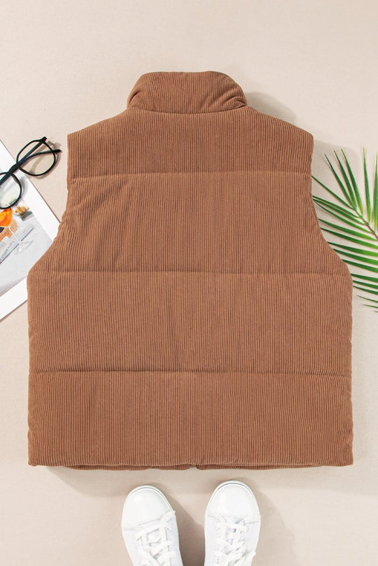 Corduroy Zip Puffer Vest - Klazzi Fashion Boutique